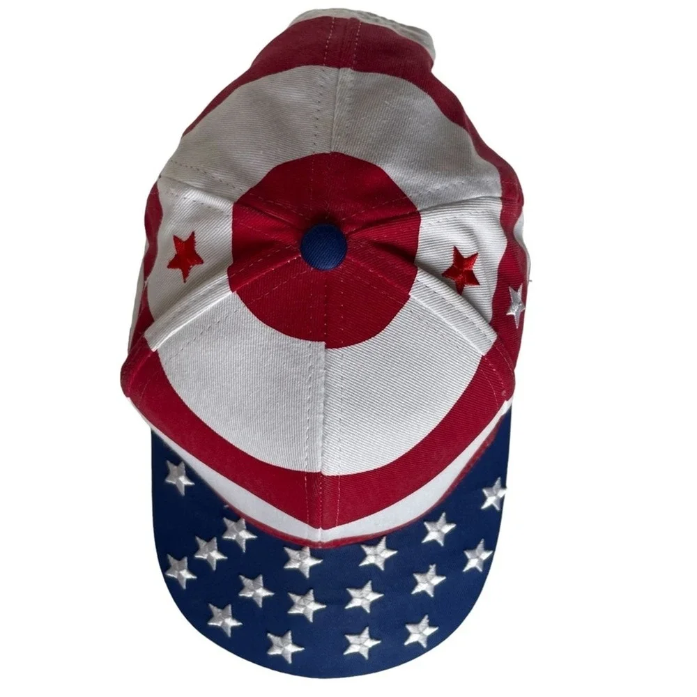 Nissin Cap American Flag Stars Stripes Patriotic Strapback Hat Red White Blue
